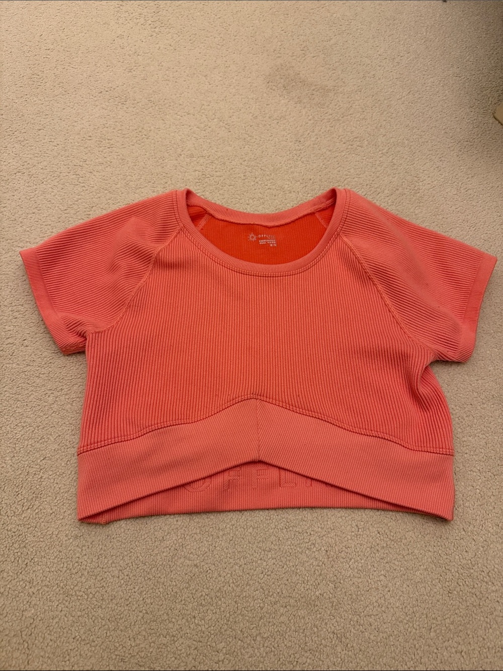 Offline by Aerie Coral Ribbed Crop Top - Medium